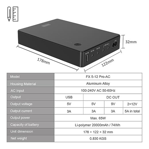 Shanqiu Mini Ups Battery Backup Uninterruptible Power