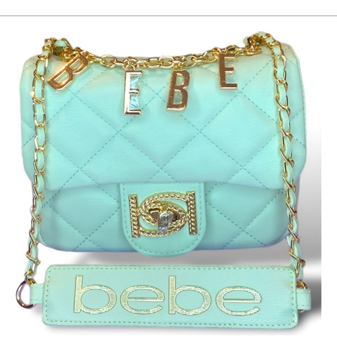 Bolsa Crossbody Original Bebe Wyatt Shoulder Bag Mint Agua Lisa Oro Dorado