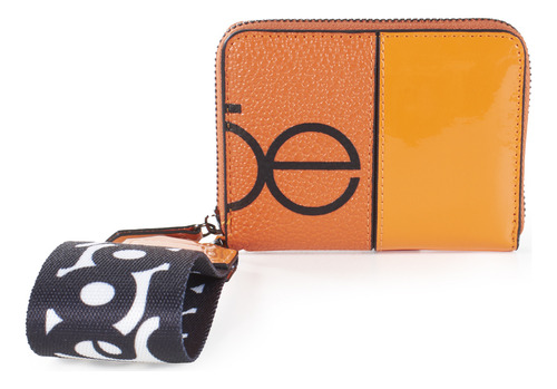 Cartera Cloe Para Mujer Chica Con Cierre Charol Con Maneral Color Naranja