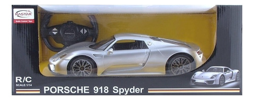 Auto De Juguete Inalambrico Grande 1:14 Color Plateado Personaje Porsche 918 Spyder