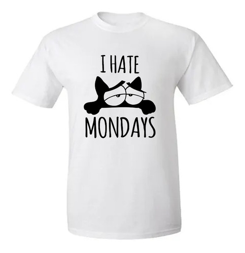 Remera Gato I Hate Mondays - Cute Unica Adultos Y Niños 