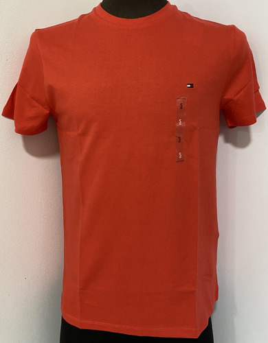 Camiseta Tommy Hilfiger Cuello Redondo 100% Orig Rojizo