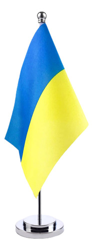 Bandera De Mesa De Ucrania, Base Y Bastón De Escritorio Ucra