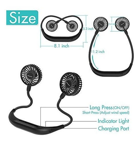 Ventilador De Cuello De 2600 mah Con Banda Para El Cuello, D