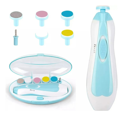 CREATOR Recortadora De Uñas Eléctrica Para Bebé Con Luz Led, 6 Cabezas Intercambiables, Lima Suave Antirrayones, Cortador Seguro Para Recién Nacido, Cuidado Infantil Portátil Y Silencioso