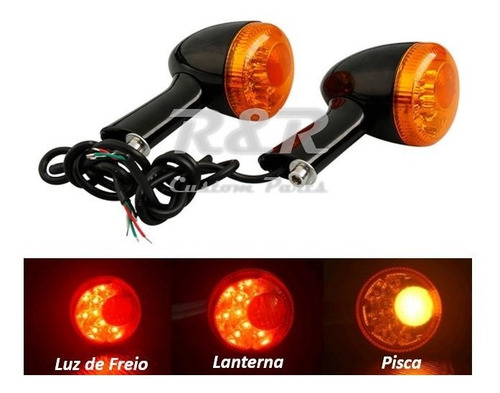 Pisca Seta Led Harley 883 1200 Iron Sportster Preto - Par