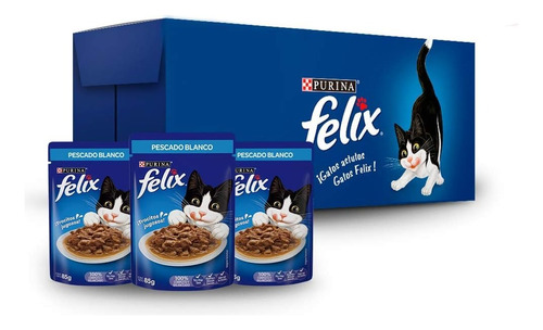 Caja De Alimento Para Gato Felix Pescado Blanco 24 Piezas