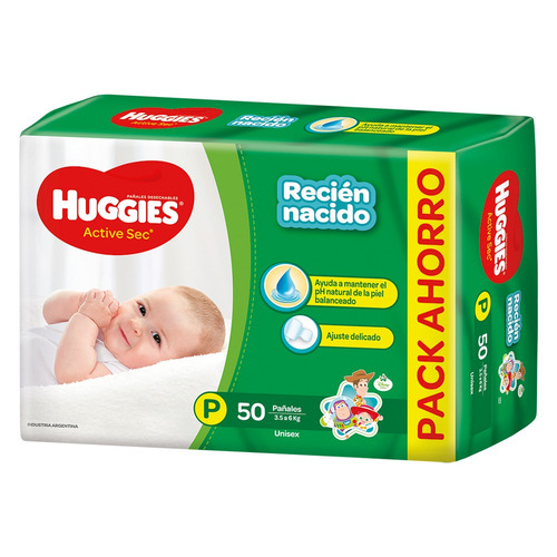 Imagen 1 de 1 de Pañales Huggies Active Sec P 50 u