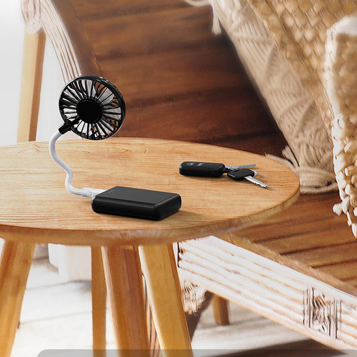 Ventilador Usb Portátil Con Cuello Negro 28x8x2,8cm