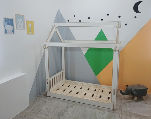 Cama Casita Montessori Encastrable Para Colchón De 0,80x1,40