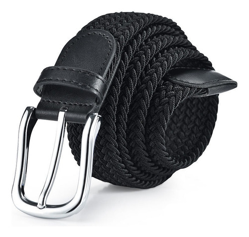 Cinturón Para Hombre Moda Con Tejido Elástico Botón Metálico