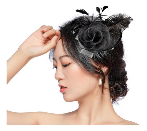 Flor Pluma Malla Fascinator Sombrero Pinza Para El Cabello