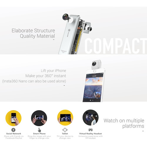 Insta360 Nano 3k Hd Vr 360panorámico Cámara De Vídeo