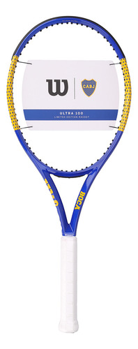 Raqueta Tenis Wilson Ultra 100 V3 Boca Juniors Tamaño Del Grip 4 1/4 Color Azul/amarillo Con Funda Sin Cuerda La Mitad Más Uno Xeneize