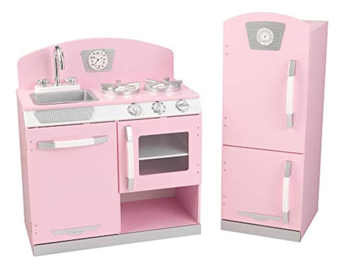 Kidkraft Retro Cocina Y Refrigerador En Rosa