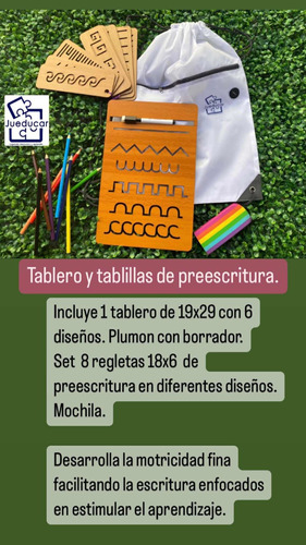 Juego Didáctico Tablero Y Tablillas Preescritura