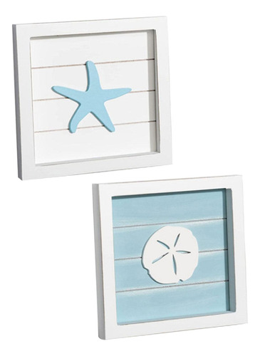 2x Esculturas De Pared Rústicas Tema Marino Adornos De