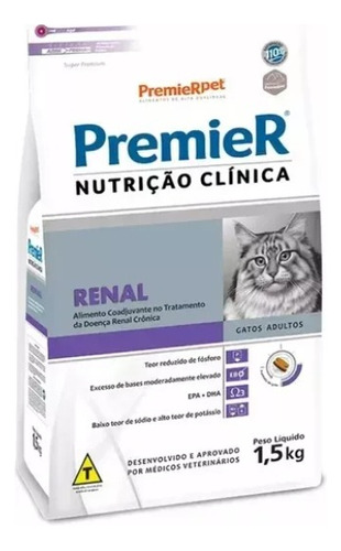 Premier Renal Ração Nutrição Clínica Gato Adultos 1,5 Kg