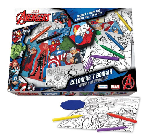 Avengers Set Colorea Y Borra Laminas C/ Colores Marvel Edu