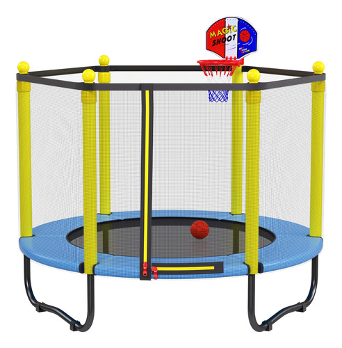 Trampolín De 1.52 Metros Para Niños Con Red Y Aro De Balonce