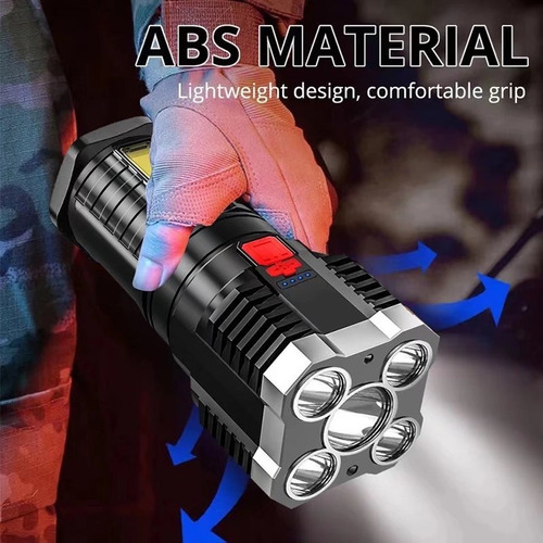 Clm Linterna Led Impermeable Recargable Usb De 5 W Hasta