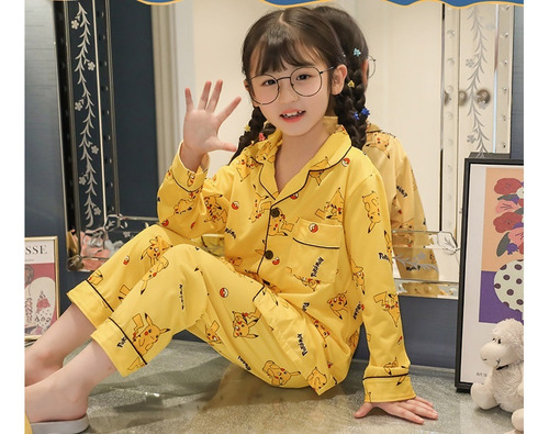 Pijama Pikachu Warm Fashion, Bonito Y Sencillo, Conjunto Inf