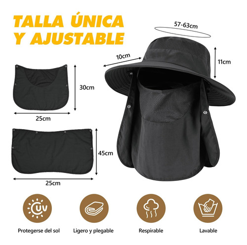 Sombrero Para Sol, Sombrero Cubo Con Protección Para Cuello