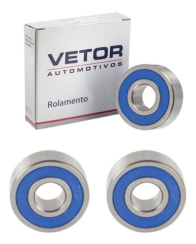 Kit Com 3 Rolamentos Vetor 62000 2rs C3 - 10x26x10mm - Delco