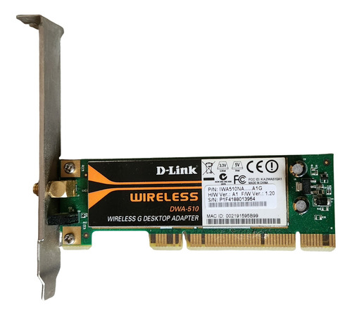 Placa Wireless G Red Wifi D-link Pci Dwa-510 