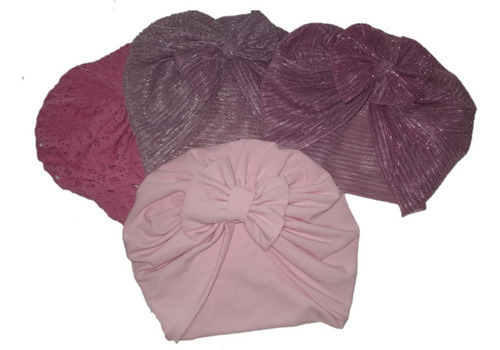 Touca Infantil Turbante Bebê Feminino C/ Laço Cor Preto
