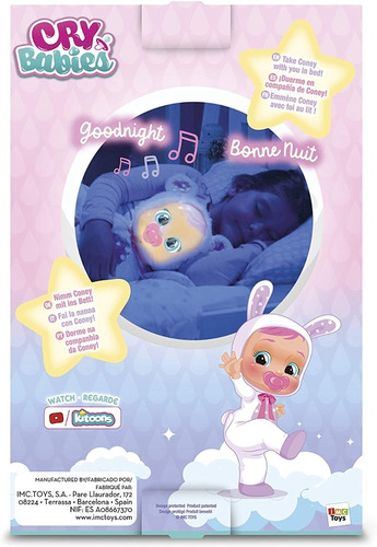 Imagen 5 de 9 de Cry Baby Coney Bebe Lloron Luces Led Canciones De Cuna
