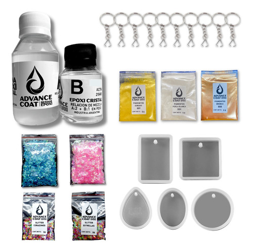 Kit Resina Epoxi Cristal Dijes Pigmentos Glitter Joyería