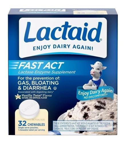 Lactaid Fast Act Sabor Vanila C/32 Mastigáveis