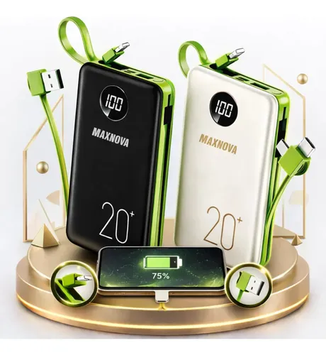 Power Bank 20.000 Mah Carregador Usb Portátil Com Cabo Carregamen...