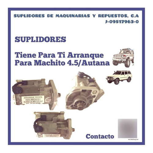 Arranque Para Toyota Machito 4.5 / Autana