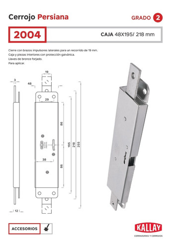Cerrojo Persiana Kallay 2004