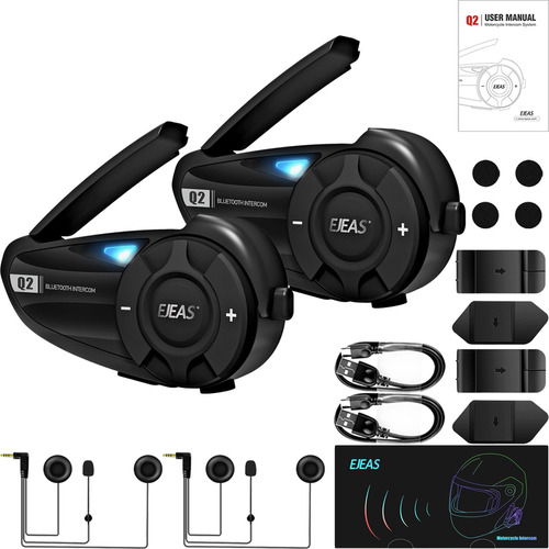 Intercomunicador Motocicleta Para Casco Bluetooth 2pcs Q2