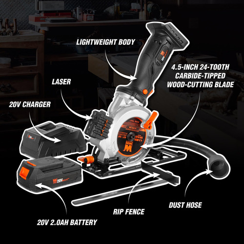 Wen 20v Max Mini Circular Sierra Circular Con Batería Y Carg