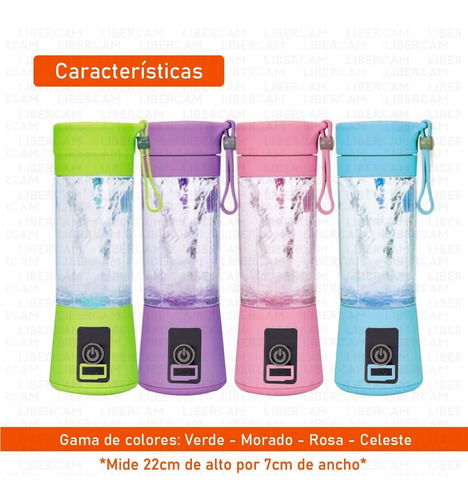 Licuadora Portátil Deportiva Autolimpiante Usb 380ml 4 Hojas