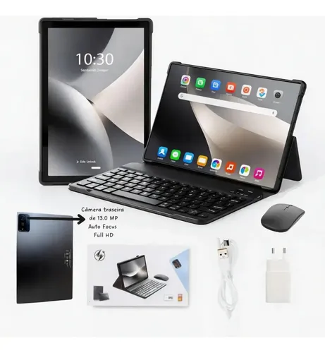 Tablet 10 C10 Octa-core 8gb Ram 256gb 4g Dual Chip Wi-fi Android Teclado Capa Touch Vtr Eletronics Ideal Estudo Trabalho Aulas Online Compleot Azul