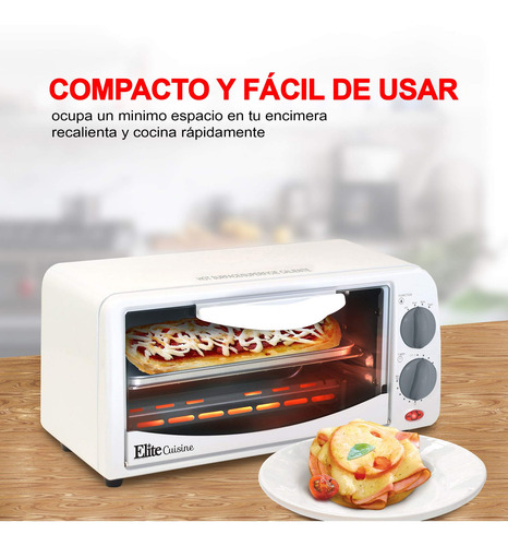 Imagen 5 de 6 de Horno Tostador Elite Gourmet 2 Rebanadas Blanco - H0224