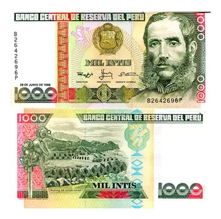 Billete De Perú De 1000 Intis Nuevo Sin Circular 1988