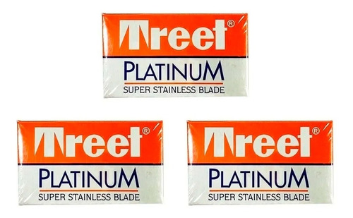 3 Cajas De Filos Treet Platinum Navaja Barberia Afeitar X 10