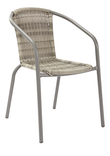 Naterial Silla De Jardín Elias Tipo Ratán Apilable Durable Color Gris