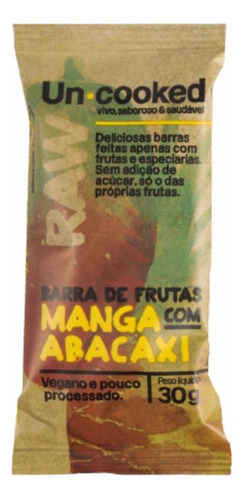 Kit 6x: Barra Manga E Abacaxi S/glúten Vegano Uncooked 30g