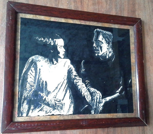 Mary, La Novia De Frankenstein Original 36x30 Marco Antiguo
