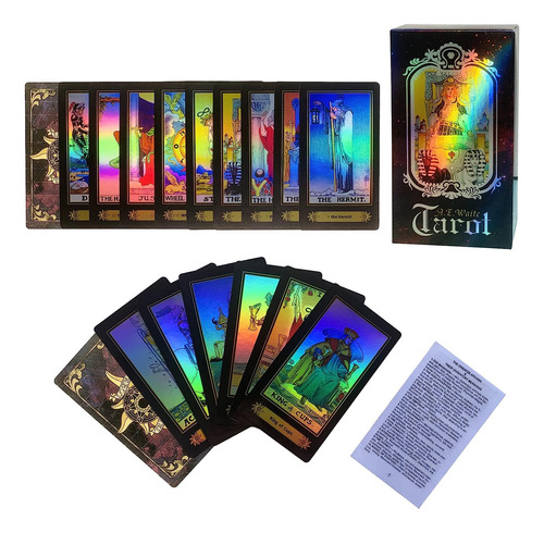 Tarjetas De Tarot Sunhhx Juego De 78 Tarjetas Láser De Super