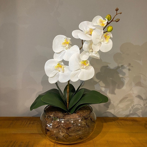 Arranjo Centro De Mesa Orquídea Branca Artificial Grande | Parcelamento sem  juros