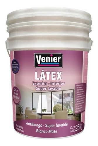 Pintura Latex Ext-int Super Lavable Antihongos  Venier 12 Kg