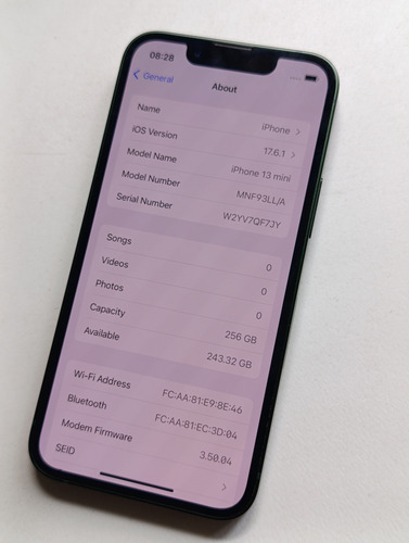 Apple Iphone 13 Mini (256 Gb) - Verde Libre 87% Batería Verde Musgo